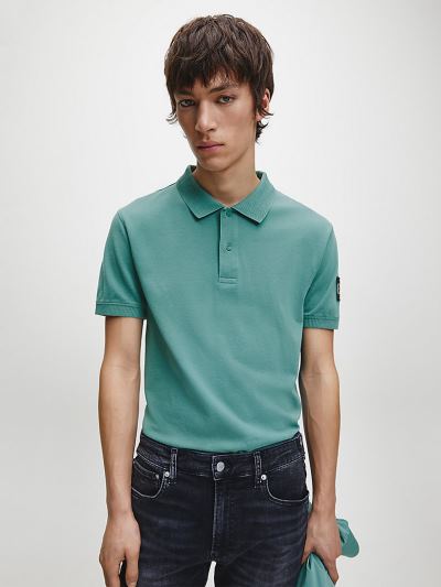 Calvin Klein Ruhák HU844806 | Calvin Klein Combed Cotton Badge Férfi Pólóing Zöld